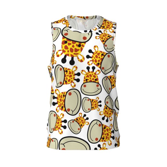 Easygdp Giraffes Head Men's Mesh Basketball Jersey Quick Drying Sleeveless Shirts Fitted Muscle Tank Tops Sport Round Neck T-Shirt - Large