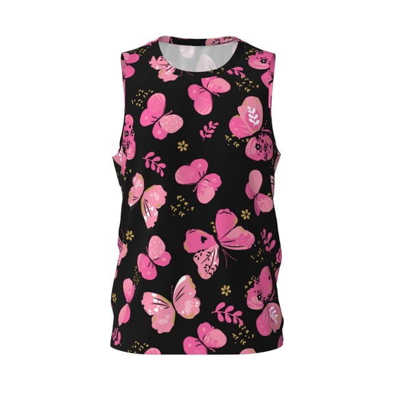 Easygdp Girl Butterfly Men's Mesh Basketball Jersey Quick Drying Sleeveless Shirts Fitted Muscle Tank Tops Sport Round Neck T-Shirt - X-Large