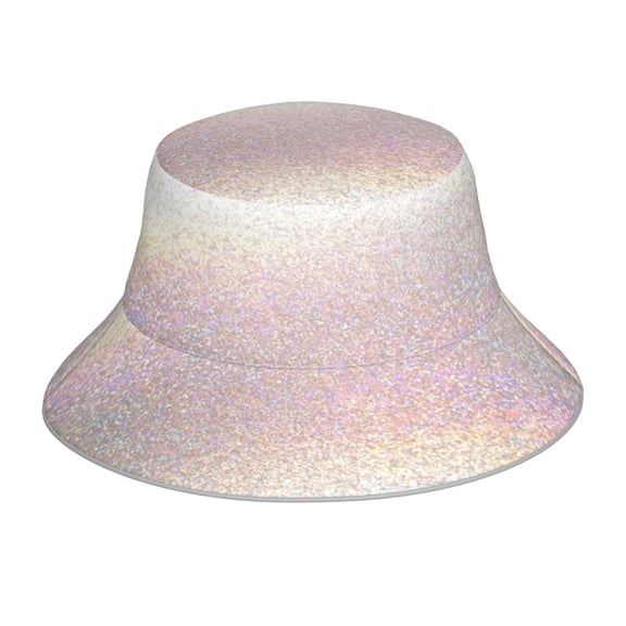 Easygdp Glitter Light Pearl Double-Sided Reflective Fisherman Hat for Outdoor and Night Walking, Unisex