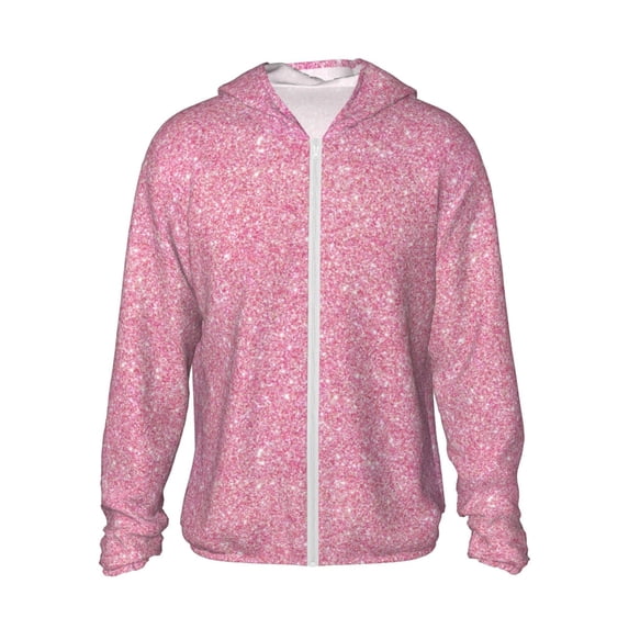 Easygdp Glitter Pink Lightweight Long Sleeve Sun Shirt Sports long-Sleeved Sun Protective Clothing, Quick Drying Breathable - Large
