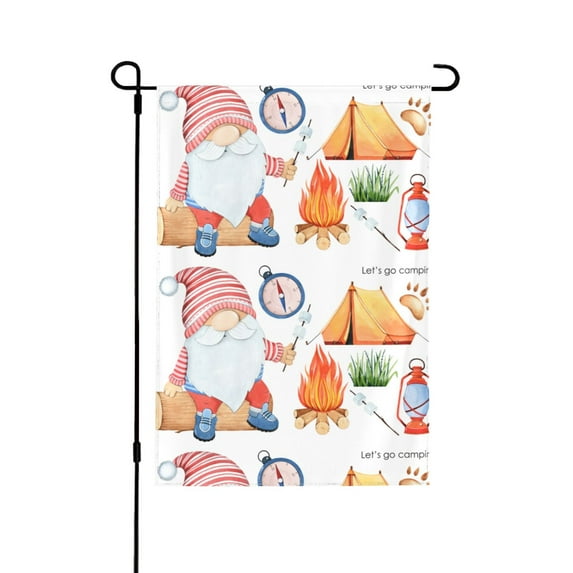 Easygdp Gnome Camping Garden Flag Yard Flag Welcome Flag, Double-Sided, Weather Resistant for Outdoor Decor - 12.5"x18"