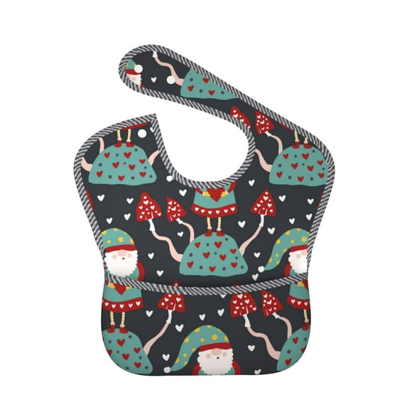 Easygdp Gnome With Mushroom 2 Bibs For Babies, Baby Bibs for Eating, Toddler Bibs, Waterproof Bibs, Feeding Bibs, for Toddlers, Boys, Girls
