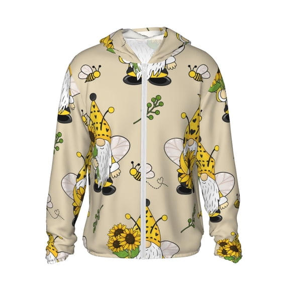 Easygdp Gnomes Bees And Sunflowers Lightweight Long Sleeve Sun Shirt Sports long-Sleeved Sun Protective Clothing, Quick Drying Breathable - Medium