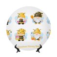 thumbnail image 1 of Easygdp Gnomes Honey Bee Bone China Decorative Plate Ceramic Dinner Plates Art Crafts with Display Stand-8in, 1 of 6