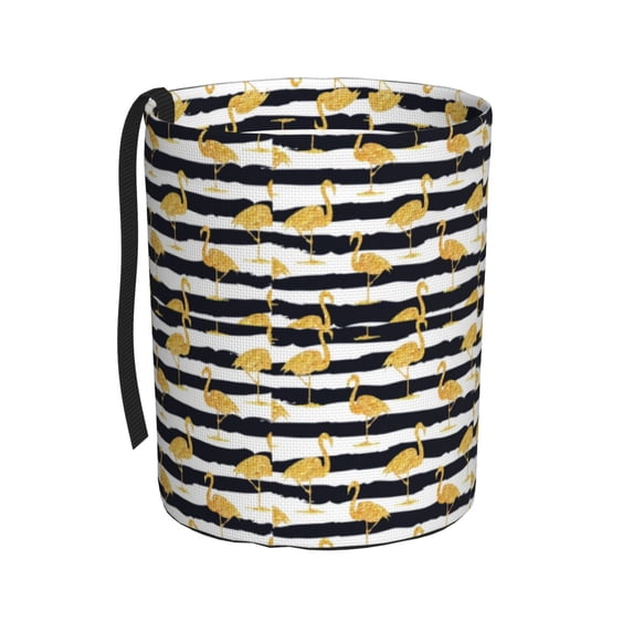 Easygdp Gold Flamingo Car Trash Can Garbage Car Accessories Trash Can Car Waste Bin for for Driver and Passenger Any Vehicle