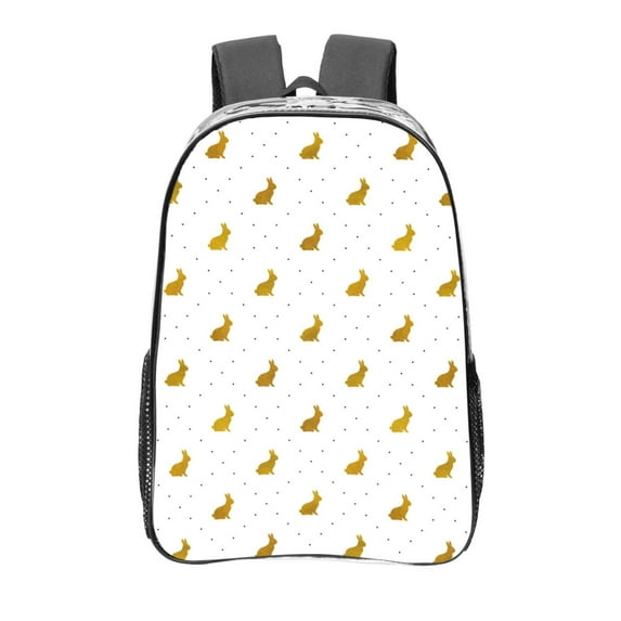 Easygdp Gold Rabbit Clear Backpack, Transparent Bookbag for School for Women Men, Capacity Clear Bag for College, Travel