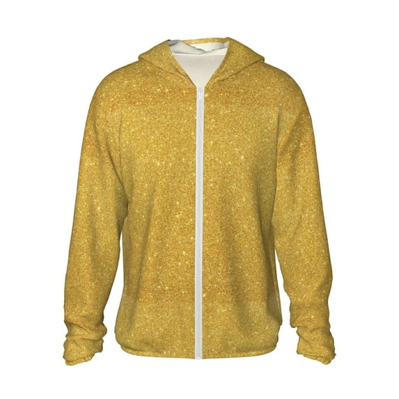 Easygdp Gold Shiny Lightweight Long Sleeve Sun Shirt Sports long-Sleeved Sun Protective Clothing, Quick Drying Breathable - XX-Large