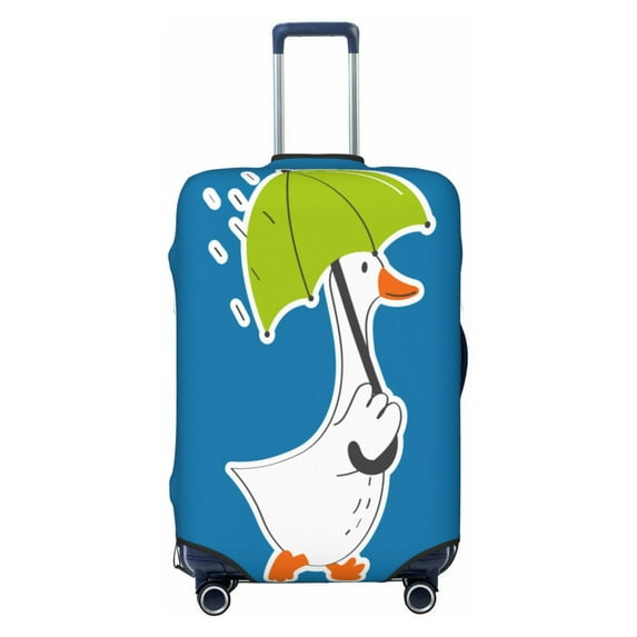 Easygdp Goose Holding An Umbrella Double-Sided Printed Elastic Suitcase Protective Cover,Invisible Zipper, Business Trip Luggage Cases,Washable And Resistant To Falling -Large