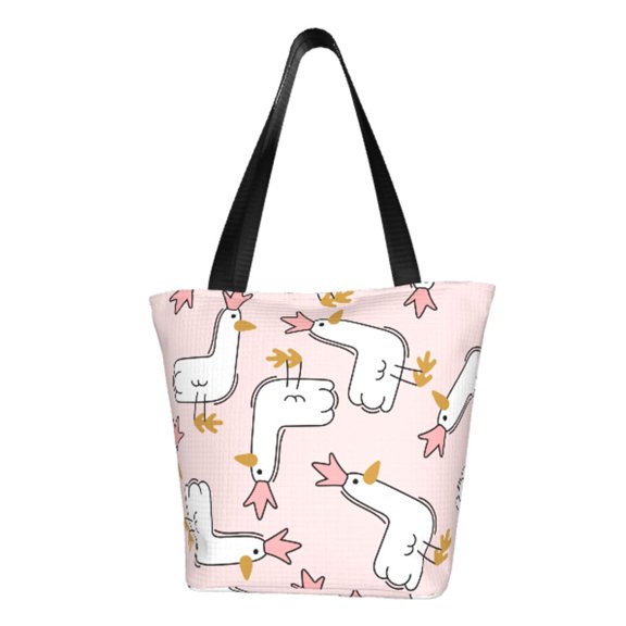 Easygdp Goose Queen Stylish Canvas Handbag Shoulder Tote Bag, Shopping Bag with Zip, Suitable for Buying Groceries, Office, Fitness