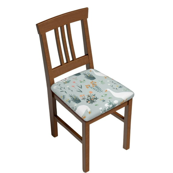 Easygdp Goose and Doodle Flowers Square Chair Cushion Cover Stretch Chair Seat Covers Removable Washable for Hotel, Bedroom, Office