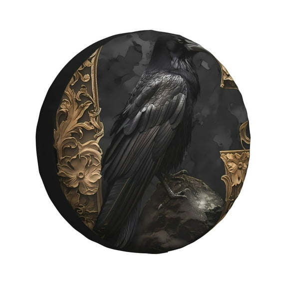 Easygdp Gothic Raven Portrait Wheel Cover,Spare Tire Cover,4-17in Spare Tire Cover Universal Fit for Trailer, Car, Truck, SUV, Jeep-15 inch