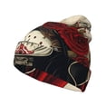 thumbnail image 1 of Easygdp Gothic Skull With Roses Winter Beanie for Men Women Beanie Knit Hat Cuffed Cap Beanie Knit Chunky Snow Cap, 1 of 6