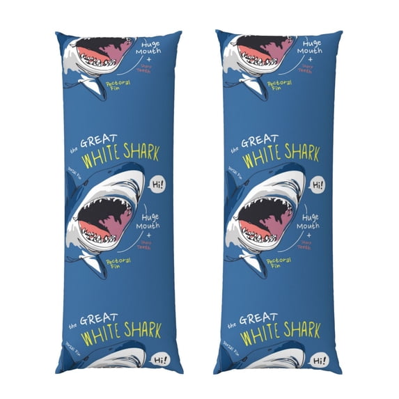 Easygdp Great White Shark Long Body Pillowcase - Super Soft Microfiber Body Pillow Case - Envelope Closure, Cool, Anti-Fading- 20x54 in