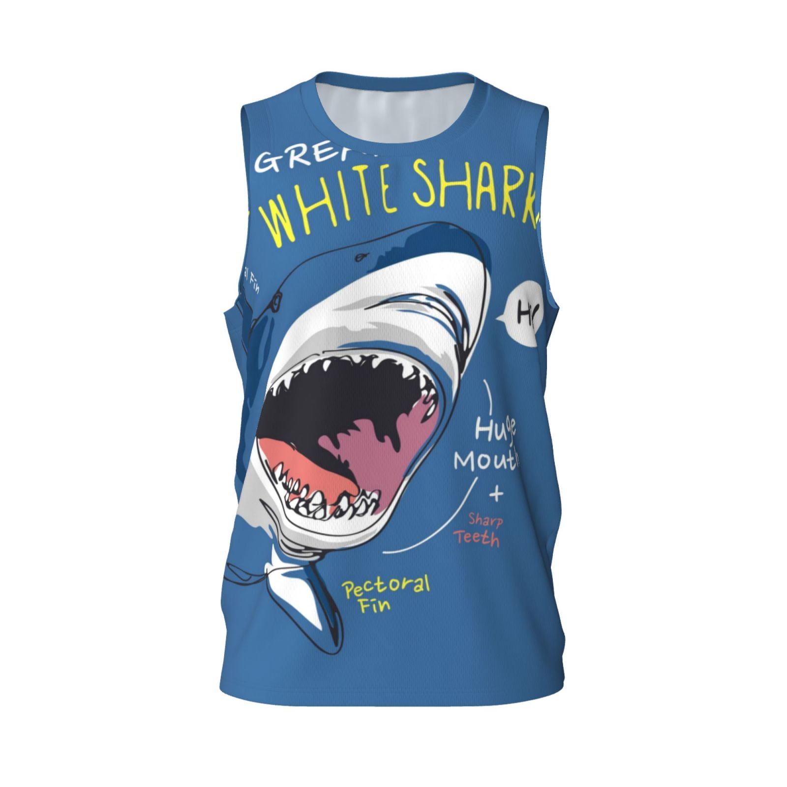 Easygdp Great White Shark Men's Mesh Basketball Jersey Quick Drying  Sleeveless Shirts Fitted Muscle Tank Tops Sport Round Neck T-Shirt -  XX-Large - Walmart.com, image size:1600x1600
