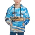 thumbnail image 1 of Easygdp Greek Island Windmills Painting Boys Hoodie Kids Sweatshirt Youth Pullover With Hood-Large, 1 of 6