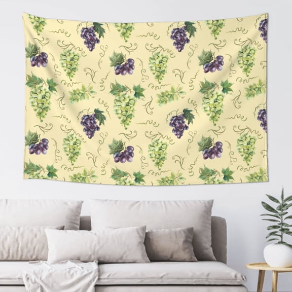 Easygdp Green And Purple Grapes Tapestry Wall Hanging, Wall Tapestries for Bedroom Aesthetic Living Room Office Decor 60x40in