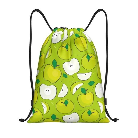 Easygdp Green Apple Drawstring Backpack, Beach Sackpack, Travel Sackpack Lightweight for Sports, Gym, Travel, Swimming - Small