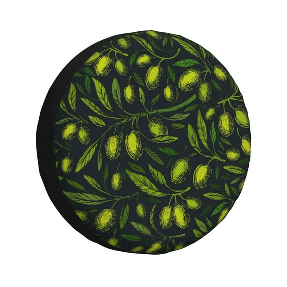 Easygdp Green Branch Olive Wheel Sun Guard, Spare Tire Cover,Universal Trailer Suv Truck Camper Travel,Easy To Install And Remove -14 Inch