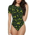 thumbnail image 1 of Easygdp Green Branch Olive Women's One-Piece Swimsuit Slim Fit Crew Neck Bodysuit Athletic Swimwear with Concealed Buckle - Medium, 1 of 9