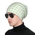 thumbnail image 1 of Easygdp Green Checkboard Knit Beanie, Soft Beanie Hat, Daily Beanie in Fine Knit for Women Men Winter, 1 of 7