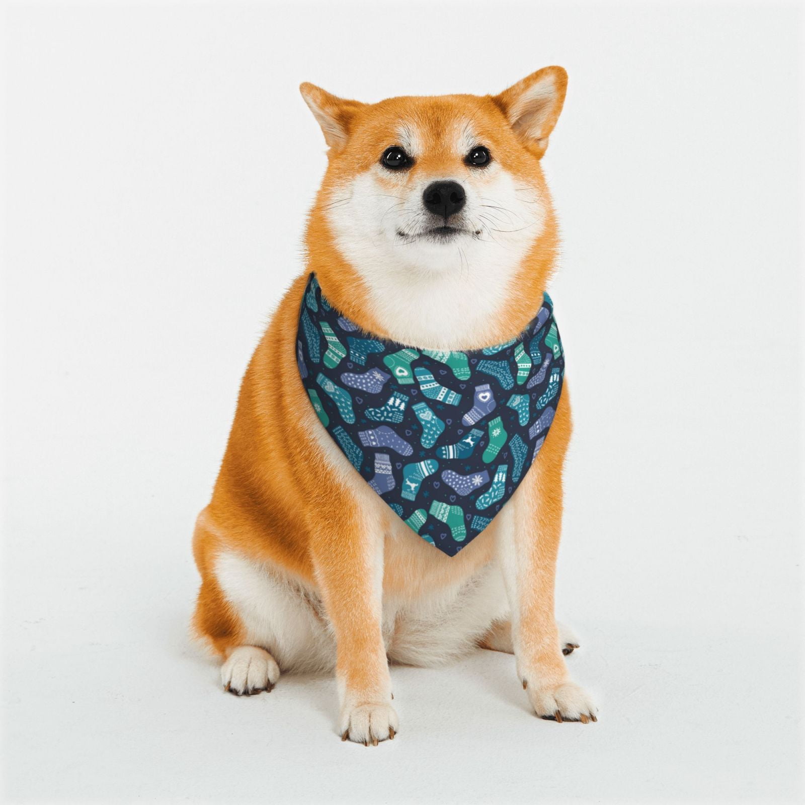 Easygdp Green Christmas Print Socks Premium Dog Bandanas Triangle Scarf