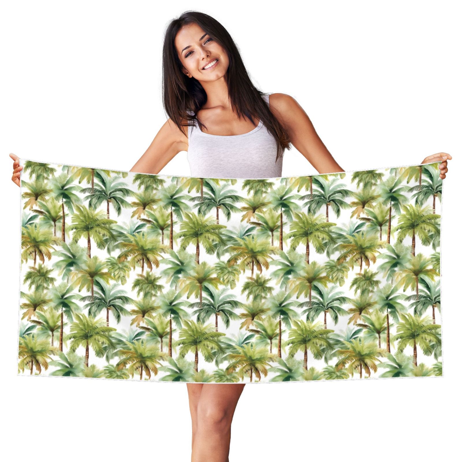 CHIFIGNO Oversized Beach Towel - Pink Green Gradient, Quick Dry, 30x60 Inches, With Mesh Bag