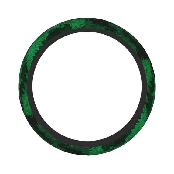 Easygdp Green Leave Fern Elastic Steering Wheel Cover, Auto Accessories, Fit Suvs, Vans,Cars, Trucks -15 inch