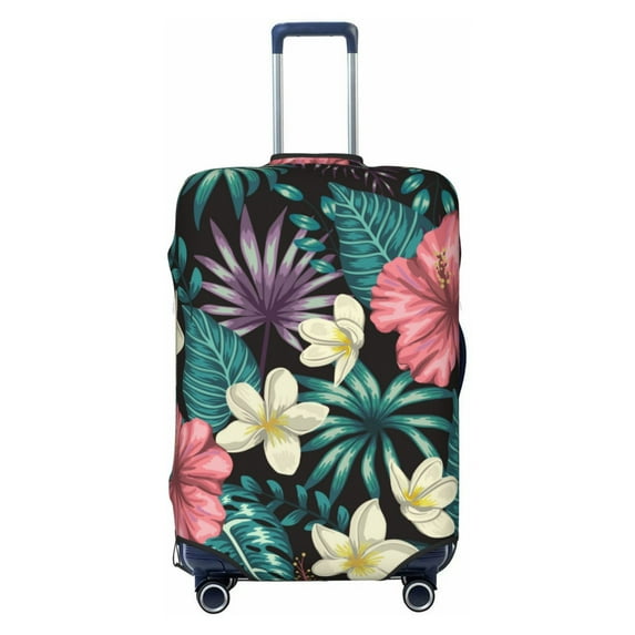 Easygdp Green Tropical Leaves Double-Sided Printed Elastic Suitcase Protective Cover,Invisible Zipper, Business Trip Luggage Cases,Washable And Resistant To Falling -X-Large
