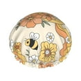 thumbnail image 1 of Easygdp Groovy Floral Shower Caps for Women, Double Waterproof Layers Shower Cap, Quick Drying Bath Hair Cap Reusable, 1 of 1