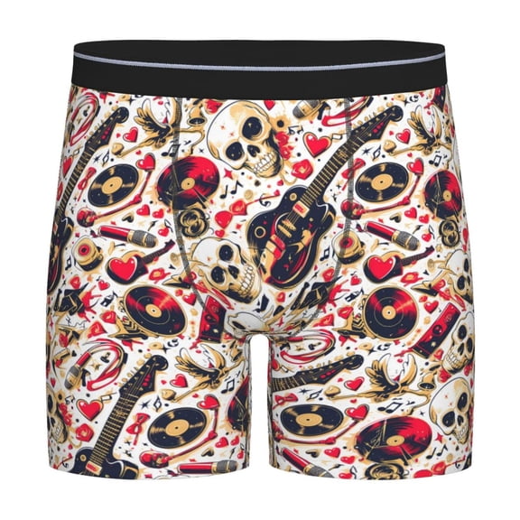 Easygdp Guitar Skull rock Men's Boxer Briefs Men’s Underwear Boxer Briefs for Men