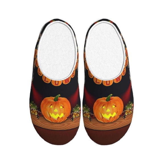 Easygdp Halloween Decoration Slippers for Women Mens Winter Warm Home Slippers Plush Slip on House Slippers for Indoor Outdoor Shoes-37/38