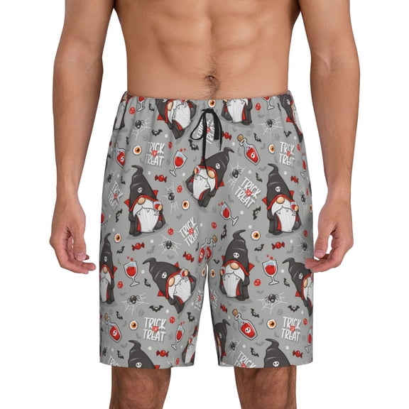 Easygdp Halloween Gnome Men's Short Pajama Pants, Sleep Shorts, Household Pants, Casual Pants with Pockets - 4X-Large