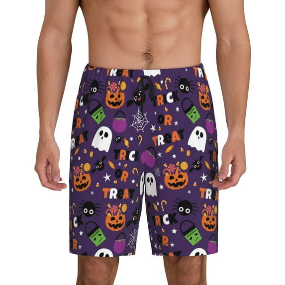 Easygdp Halloween Sweet Candy Men's Short Pajama Pants, Sleep Shorts, Household Pants, Casual Pants with Pockets - Small