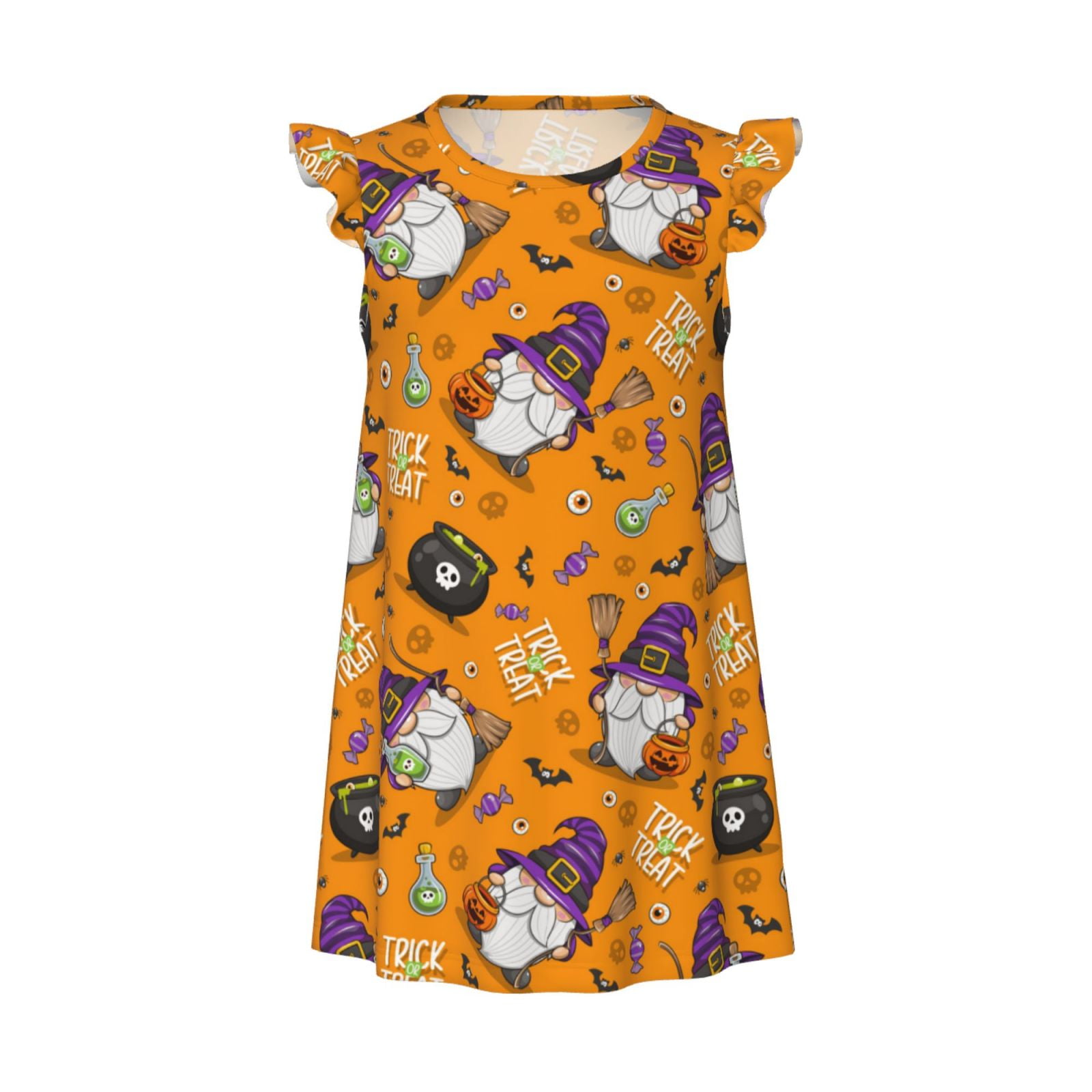 Easygdp Halloween Witches Gnome Girls Pajamas Dress Princess Nightgown for Girls Adorable Ruffle Sleeves No Zippers or Buttons XX Large Walmart