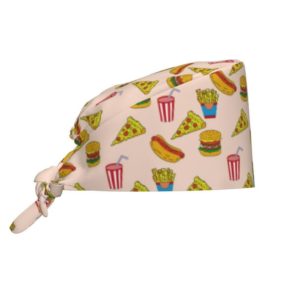 Easygdp Hamburger Pizza Coke Men Women Adjustable Cap Working Hat Tie Back Cap, Work Cap