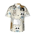 thumbnail image 1 of Easygdp Hand Drawn Animals Men's Hawaiian Shirts Print Lapel Short Sleeve for Beach, vacation, party, casual occasions - Small, 1 of 9