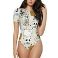 thumbnail image 1 of Easygdp Hand Drawn Animals Women's One-Piece Swimsuit Slim Fit Crew Neck Bodysuit Athletic Swimwear with Concealed Buckle - Medium, 1 of 9