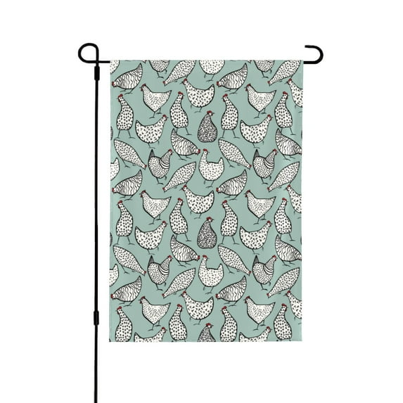 Easygdp Hand Drawn Chickens Garden Flag Yard Flag Welcome Flag, Double-Sided, Weather Resistant for Outdoor Decor - 12.5"x18"