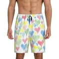 thumbnail image 1 of Easygdp Hand Drawn Colored Hearts Men's Short Pajama Pants, Sleep Shorts, Household Pants, Casual Pants with Pockets - 3X-Large, 1 of 9