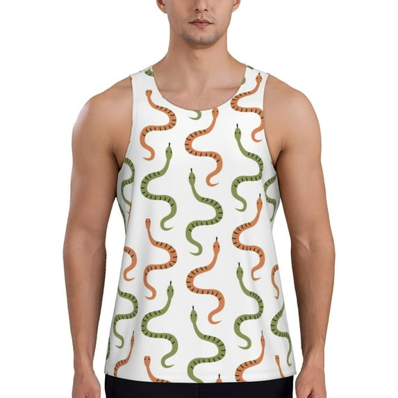 Easygdp Hand Drawn Snake Men's Tank Top, Sleeveless Muscle T Shirts, Breathable, Quick-Dry, Loose for Gym, Running, Fitness - 3X-Large
