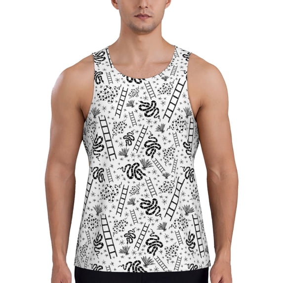 Easygdp Hand Drawn Snake Men's Tank Top, Sleeveless Muscle T Shirts, Breathable, Quick-Dry, Loose for Gym, Running, Fitness - Medium