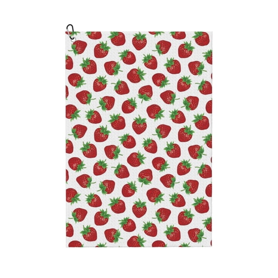 Easygdp Hand Drawn Strawberry Golf Towel 24x16in for Men and Women with Carabiner Clip for Easy Attachment