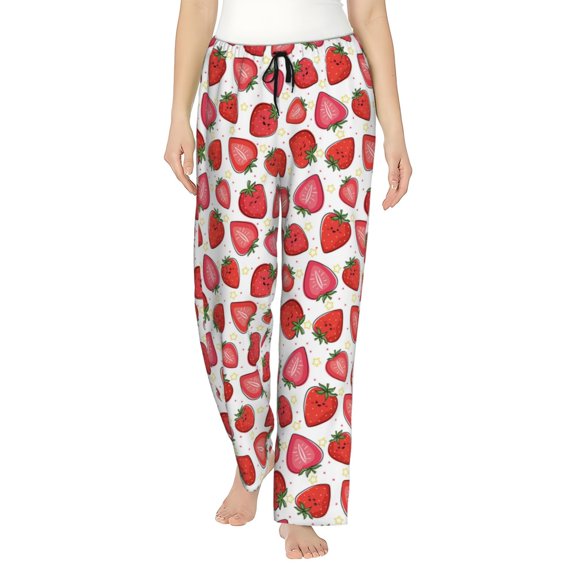 Easygdp Hand Drawn Strawberry Women's Drawstring Pajama Pants | Lounge Joggers Sweatpants | Comfy Sleepwear | Yoga Pants-Small