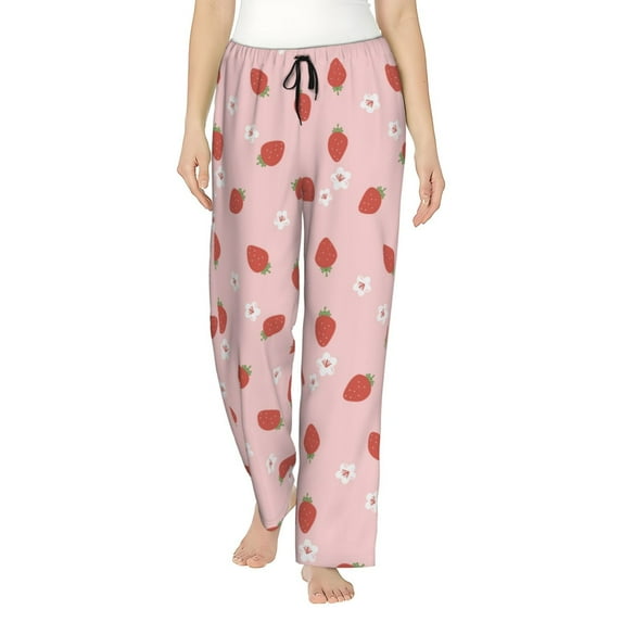Easygdp Hand Drawn Strawberry Women's Drawstring Pajama Pants | Lounge Joggers Sweatpants | Comfy Sleepwear | Yoga Pants-X-Large