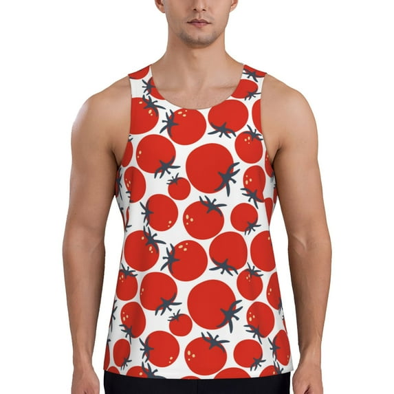 Easygdp Hand Drawn Tomatoes Men's Tank Top, Sleeveless Muscle T Shirts, Breathable, Quick-Dry, Loose for Gym, Running, Fitness - 4X-Large