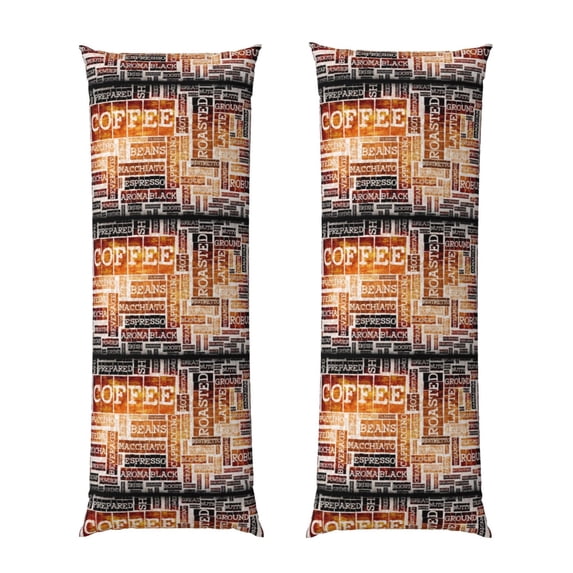 Easygdp Hand Drawn Vintage Coffee Long Body Pillowcase - Super Soft Microfiber Body Pillow Case - Envelope Closure, Cool, Anti-Fading- 20x54 in