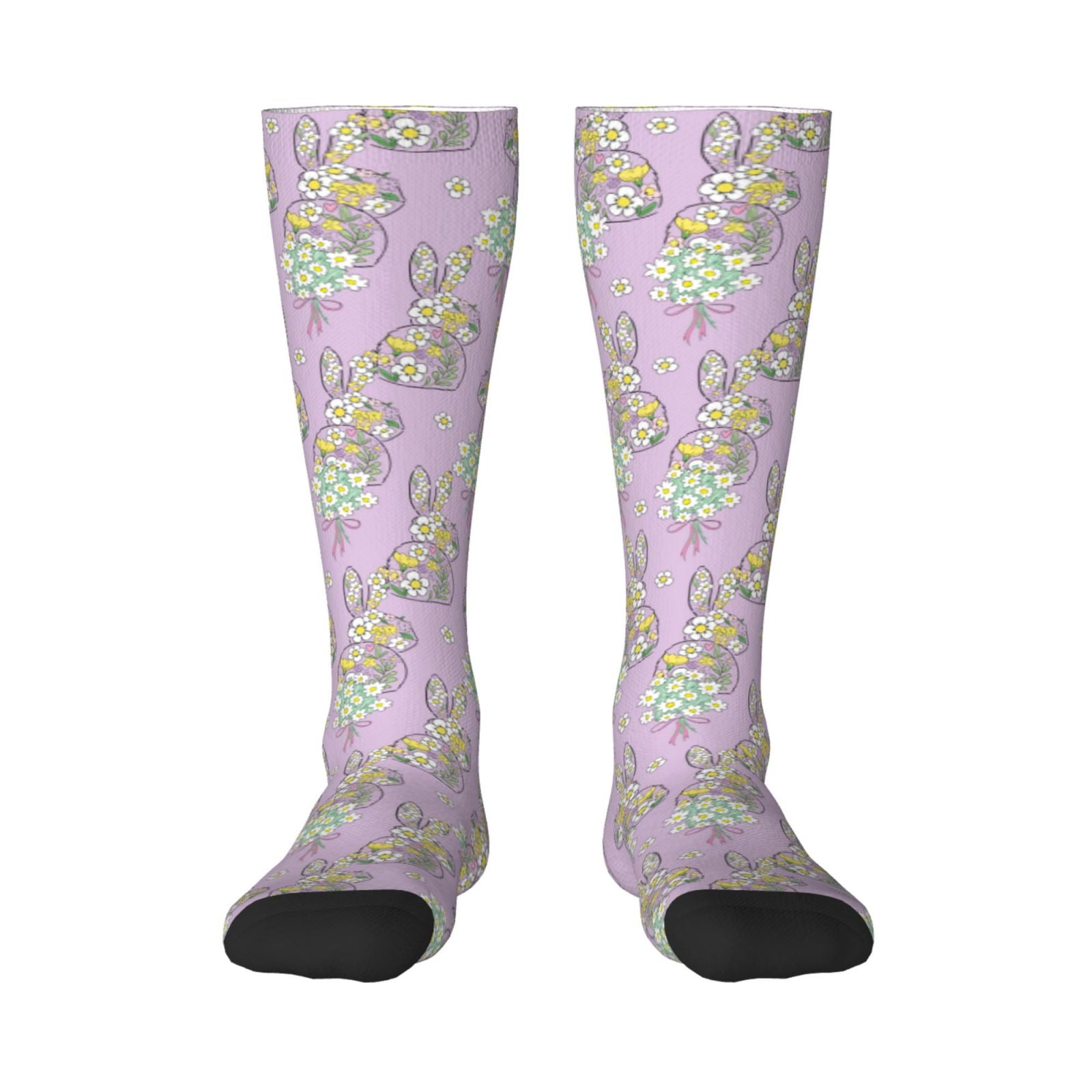 Easygdp Hand drawn bunny Sport Knee High Socks Soccer Socks Calf ...