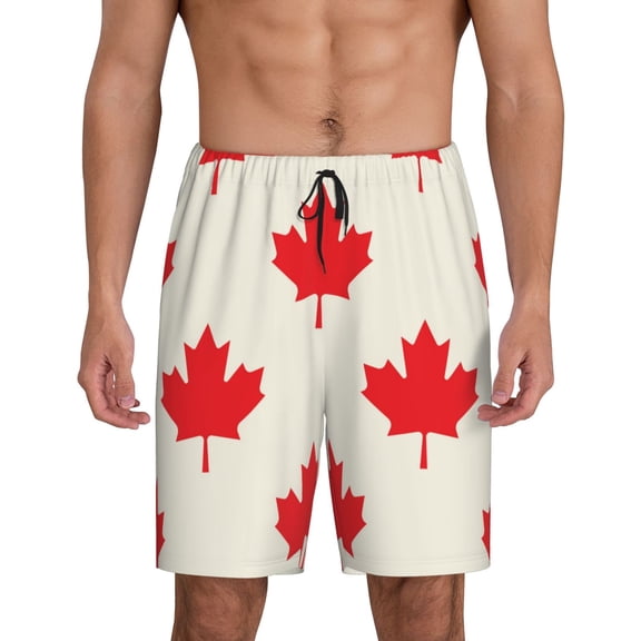 Easygdp Happy Canada Day Men's Short Pajama Pants, Sleep Shorts, Household Pants, Casual Pants with Pockets - 3X-Large