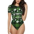 thumbnail image 1 of Easygdp Happy Easter Women'S Waist-Cinching Short-Sleeved Onesie, Olastic Onesiet,Snaps At Bottom,Easy To Put On And Take Off - Small, 1 of 9