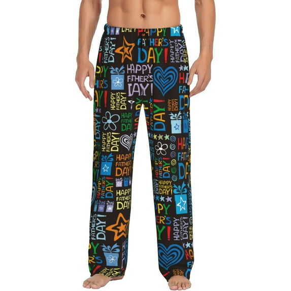 Easygdp Happy Father Day Men's Pajama Pant, Sleep Elastic Waistband Lounge Pants - XX-Large